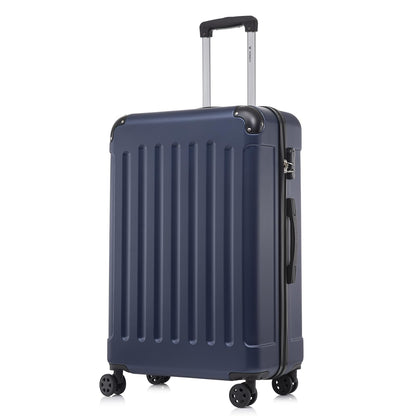Trolley-Koffer mit Hartschale, vier Rollen 360°, ausklappbarem Griff, dunkelblau