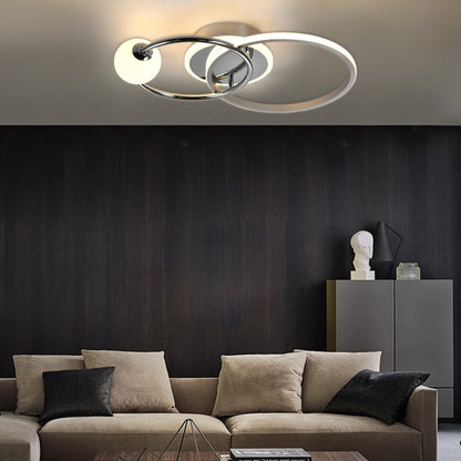 LQWELL® Deckenleuchte LED mit ringförmigem Aluminiumgehäuse und Chrom-Akzent, rundes Design