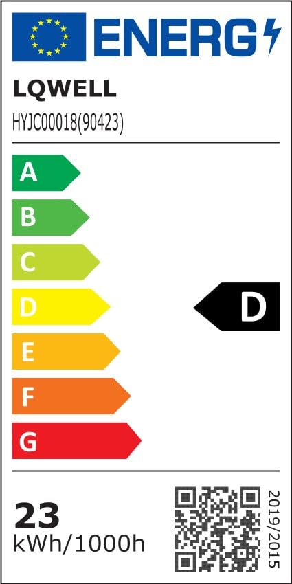 Energieeffizienzlabel für LQWELL LED-Deckenleuchte, Klasse D, 23 kWh/1000h