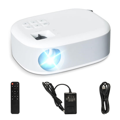 Tragbarer Mini-Beamer LQWELL® in Weiß mit Frontlinse und integrierter LED-Projektion
