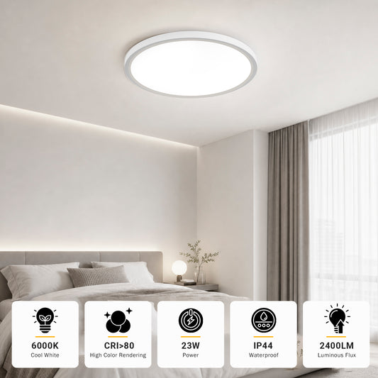 Runde flache LED-Deckenleuchte mit weißem Rahmen für die Deckenmontage