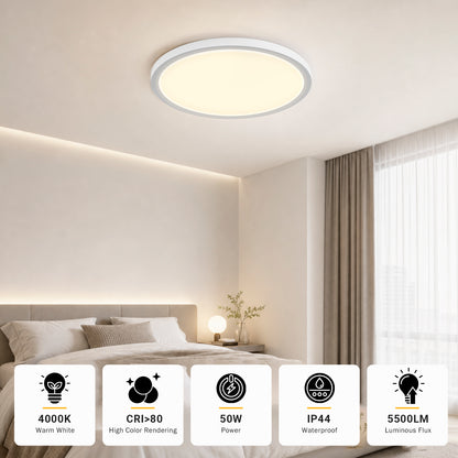 Flache runde LED-Deckenleuchte mit warmweißem Licht, gleichmäßige Ausleuchtung