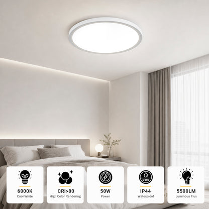 Flache runde LED-Deckenleuchte mit kaltweißem Licht, gleichmäßige Ausleuchtung