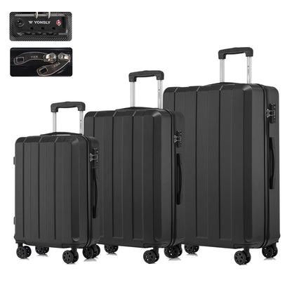 Hartschalen-Reisekoffer-Set mit Trolleygriff, TSA-Schloss und 4 Rollen, dunkelgrau (3-tlg.)