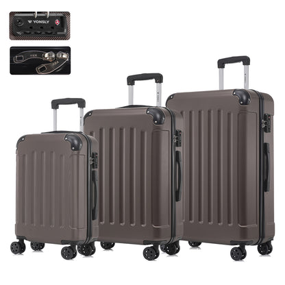 Reisekofferset mit Hartschale, TSA-Schloss, 4 Rollen und Trolleygriff, grau