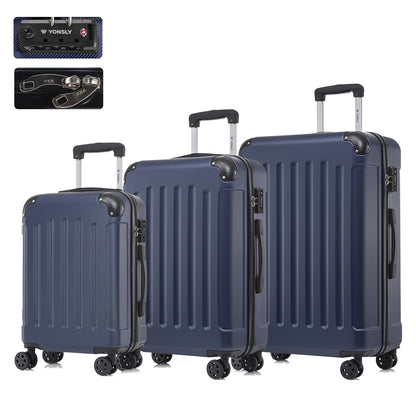 Reisekofferset mit Hartschale, TSA-Schloss, 4 Rollen und Trolleygriff, dunkelblau
