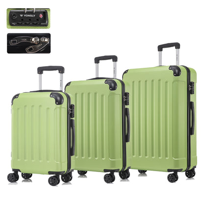 Reisekofferset mit Hartschale, TSA-Schloss, 4 Rollen und Trolleygriff, grün