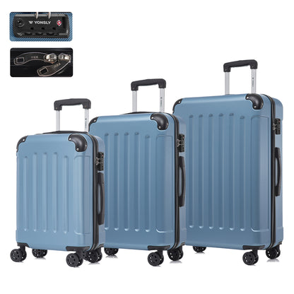 Reisekofferset mit Hartschale, TSA-Schloss, 4 Rollen und Trolleygriff, hellblau