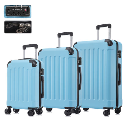 Reisekofferset mit Hartschale, TSA-Schloss, 4 Rollen und Trolleygriff, azurblau