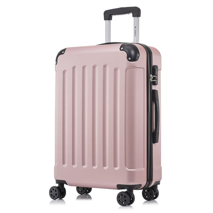 YONSLY® Rollkoffer mit Hartschale, rosé, 4 Rollen, Trolleygriff und Schloss