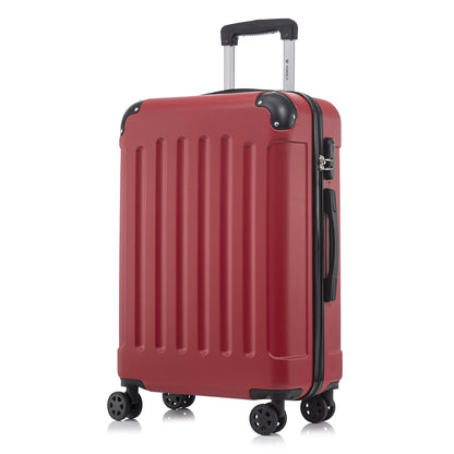 Weinroter Handgepäck-Trolley mit ABS-Hartschale, 4 Rollen und ausziehbarem Griff