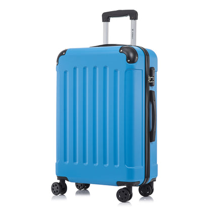 YONSLY® Rollkoffer mit Hartschale, blau, 4 Rollen, Rück-/Seitenansicht