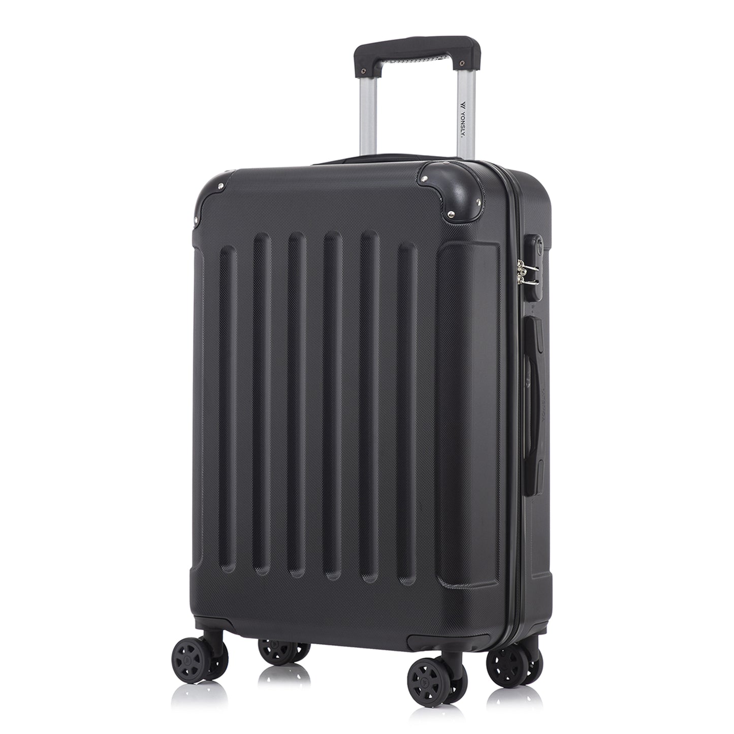 YONSLY® Rollkoffer mit Hartschale, dunkelgrau/schwarz, 4 Rollen, Trolleygriff