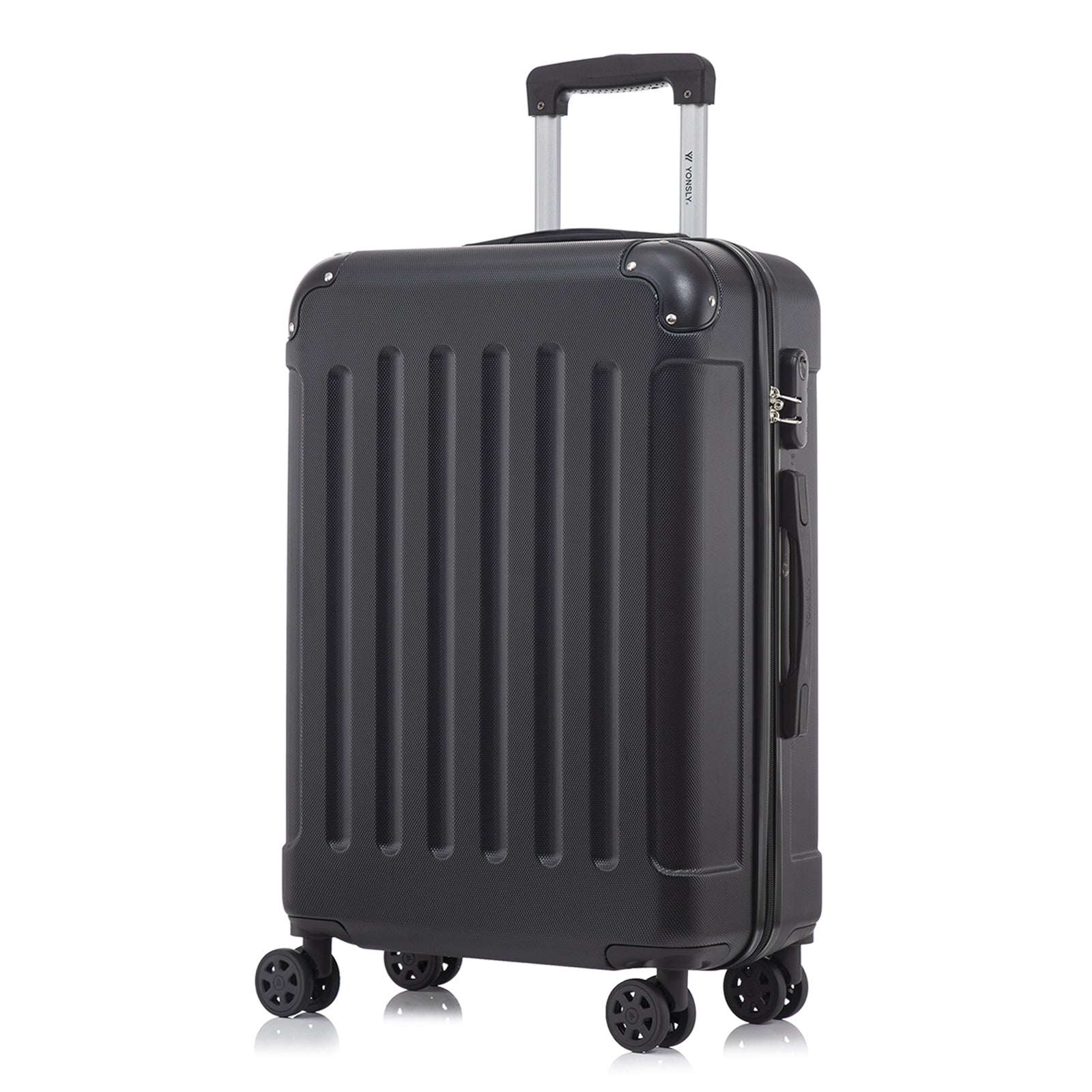 YONSLY® Rollkoffer mit Hartschale, dunkelgrau/schwarz, 4 Rollen, Trolleygriff