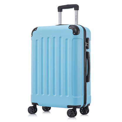 Hellblauer Handgepäck-Trolley mit ABS-Hartschale, 4 Rollen und ausziehbarem Griff