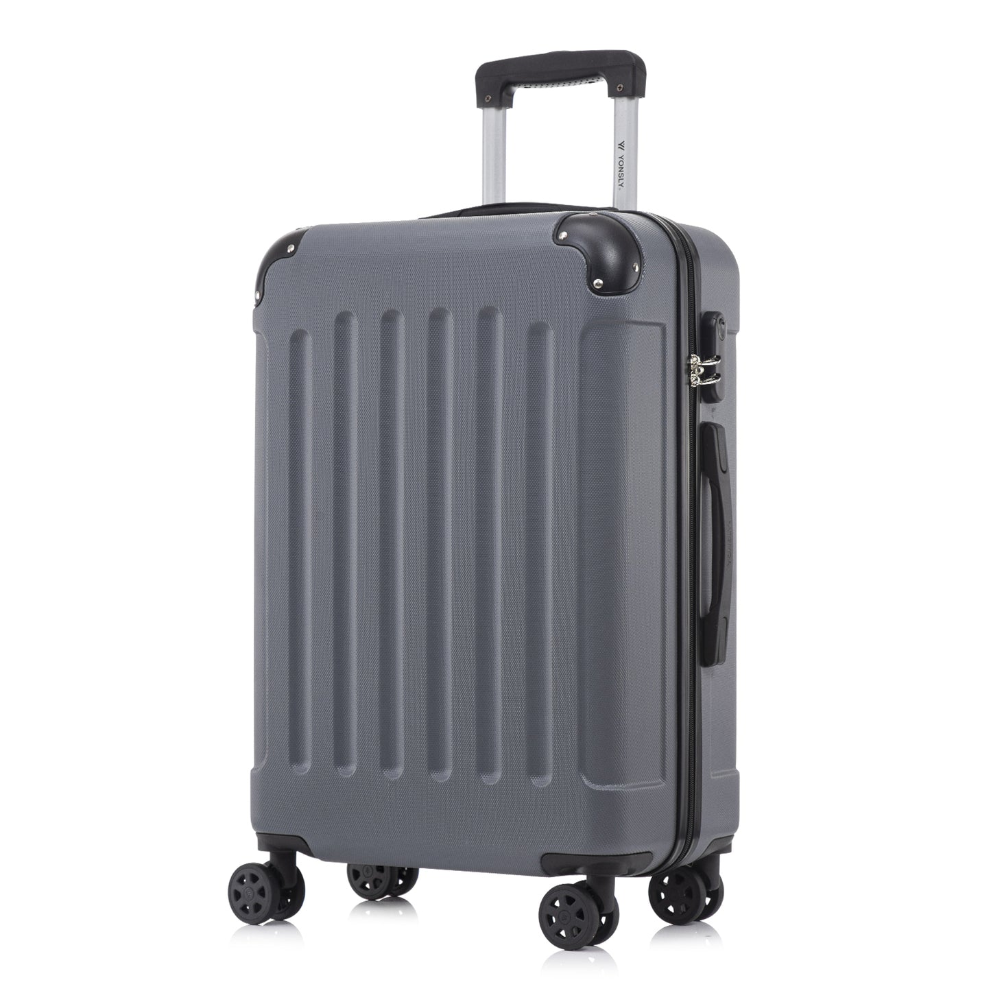 Hartschalen-Rollkoffer graublau mit 4 360°-Rollen und ausziehbarem Trolleygriff