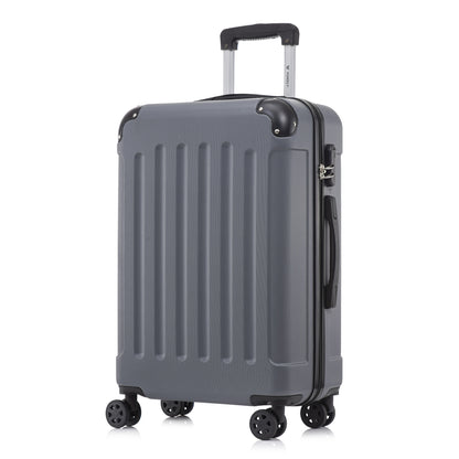 Hartschalen-Rollkoffer graublau mit 4 360°-Rollen und ausziehbarem Trolleygriff