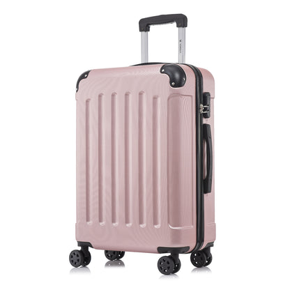 Hartschalen-Rollkoffer in Rosé mit 4 Doppelrollen, Seitenfach und ausziehbarem Griff