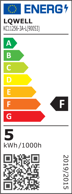 EU-Energieeffizienzlabel LED-Deckenleuchte: Klasse A, 5 kWh/1000h, QR-Code
