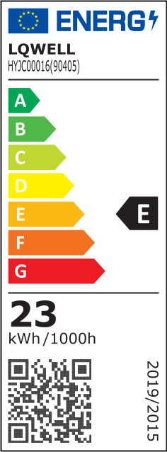 Energieeffizienzlabel mit QR-Code: LQWELL® LED-Deckenleuchte, Klasse E, 23 kWh/1000 h