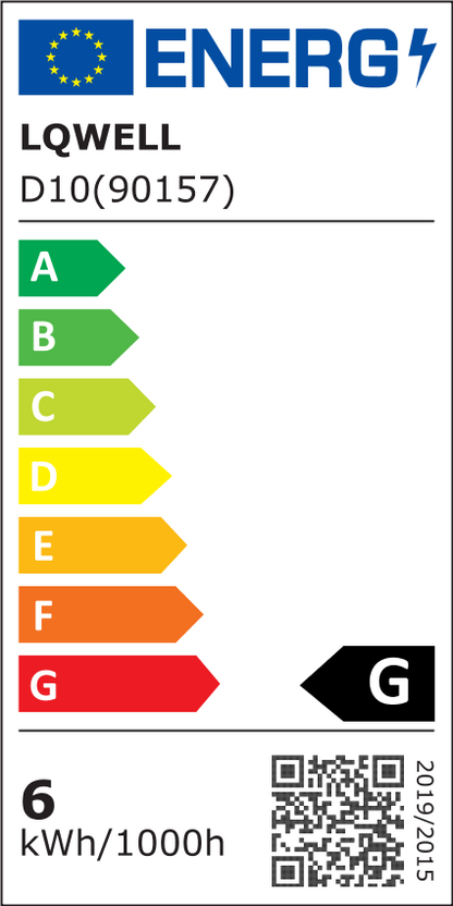 EU-Energieeffizienzlabel für LED-Lampe: Klasse G, 6 kWh/1000h