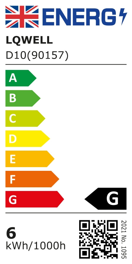EU-Energieeffizienzlabel für LED-Lampe: Klasse G, 6 kWh/1000h