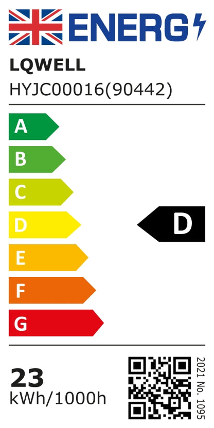 Energieeffizienzlabel für LQWELL LED-Deckenleuchte, Klasse D, 23 kWh/1000h