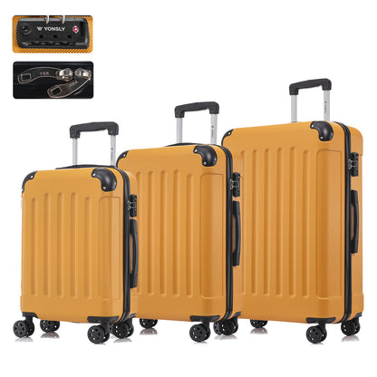 Reisekofferset mit Hartschale, TSA-Schloss, 4 Rollen und Trolleygriff, orange