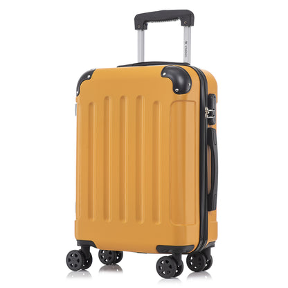 Orangener Handgepäck-Trolley mit ABS-Hartschale, 4 Rollen und seitlichem Tragegriffschutz