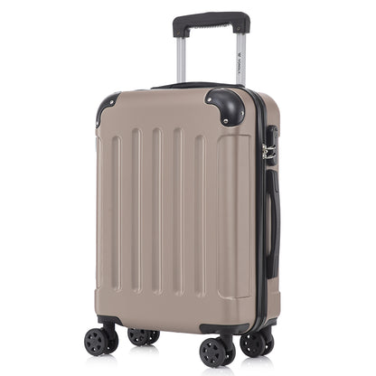 Rollkoffer mit Hartschale, champagnerfarben, 4 Rollen, Trolleygriff, Seitenansicht