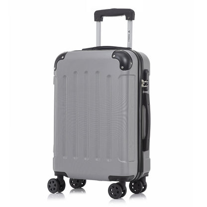 YONSLY® Rollkoffer mit Hartschale, grauer Farbe, 4 Rollen, Zahlenschloss und Tragegriff