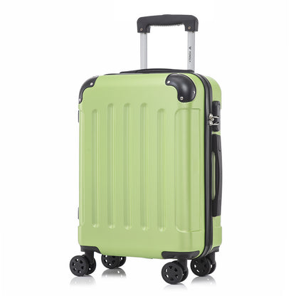 YONSLY® Rollkoffer mit 4 Rollen, grüne ABS-Hartschale und Seitenansicht mit Verschluss