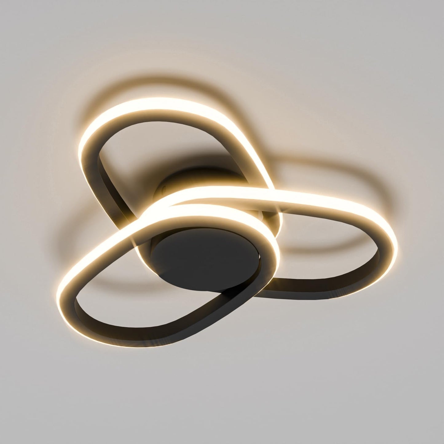 LED-Deckenleuchte im Kleeblatt-Design, schwarzer Rahmen und runde zentrale LED-Abdeckung