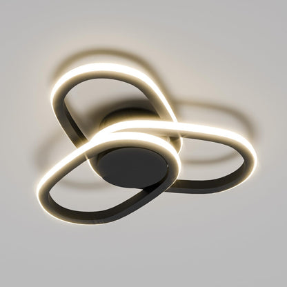 LED-Deckenleuchte mit Kleeblatt-Form, schwarzer Ring und runde Abdeckplatte mittig