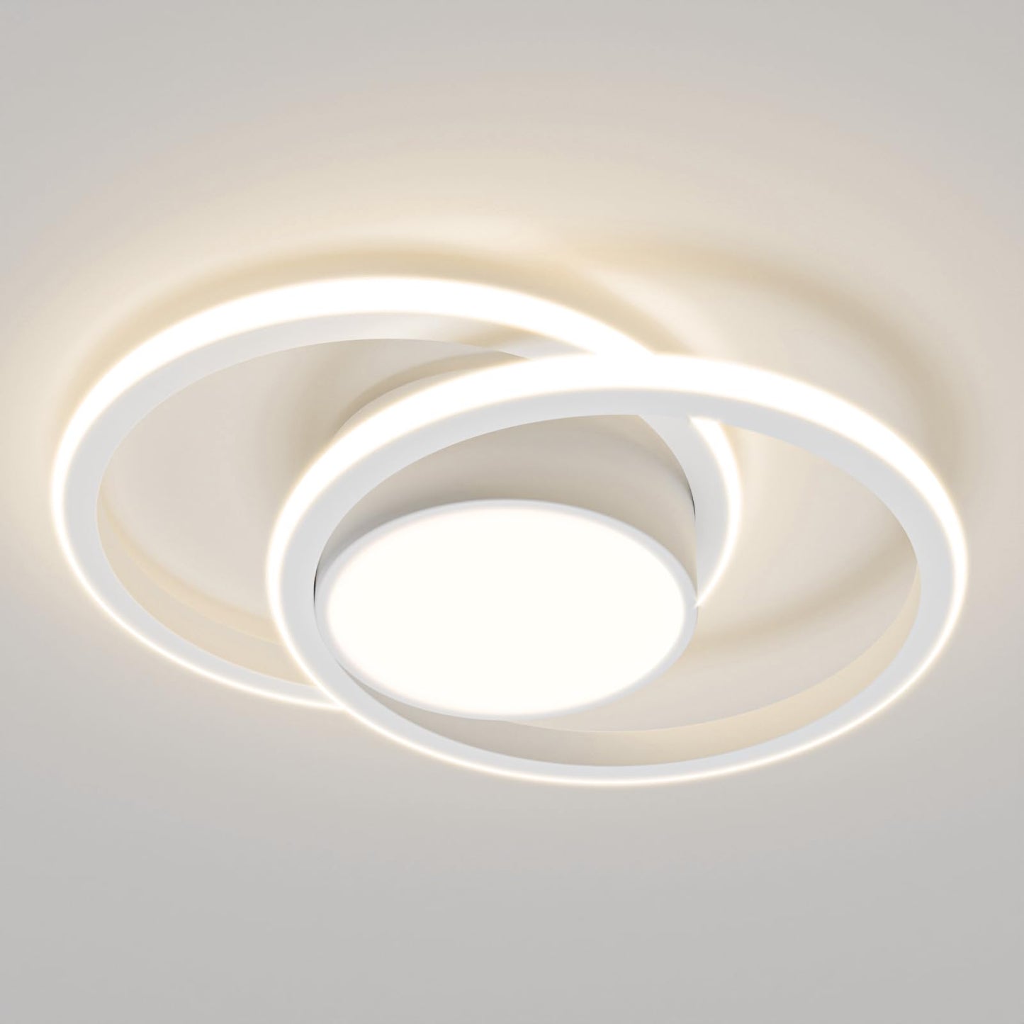 LED-Deckenleuchte mit zwei Ringen, weißes Acryl, flaches Design, gleichmäßig leuchtend