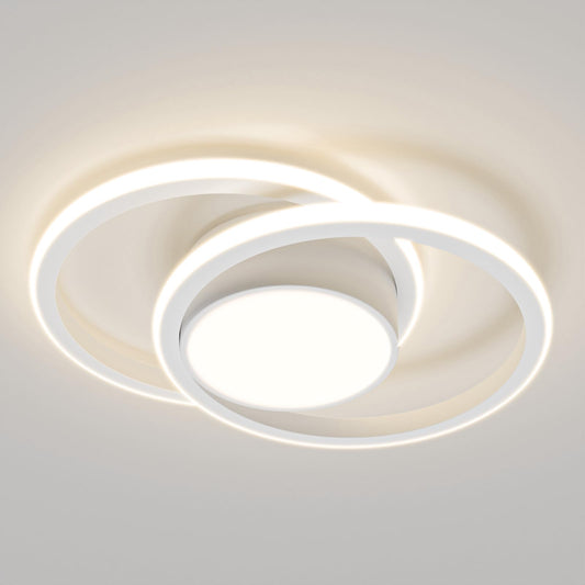 LED-Deckenleuchte mit zwei Ringen, weißes Acryl, flaches Design, gleichmäßig leuchtend