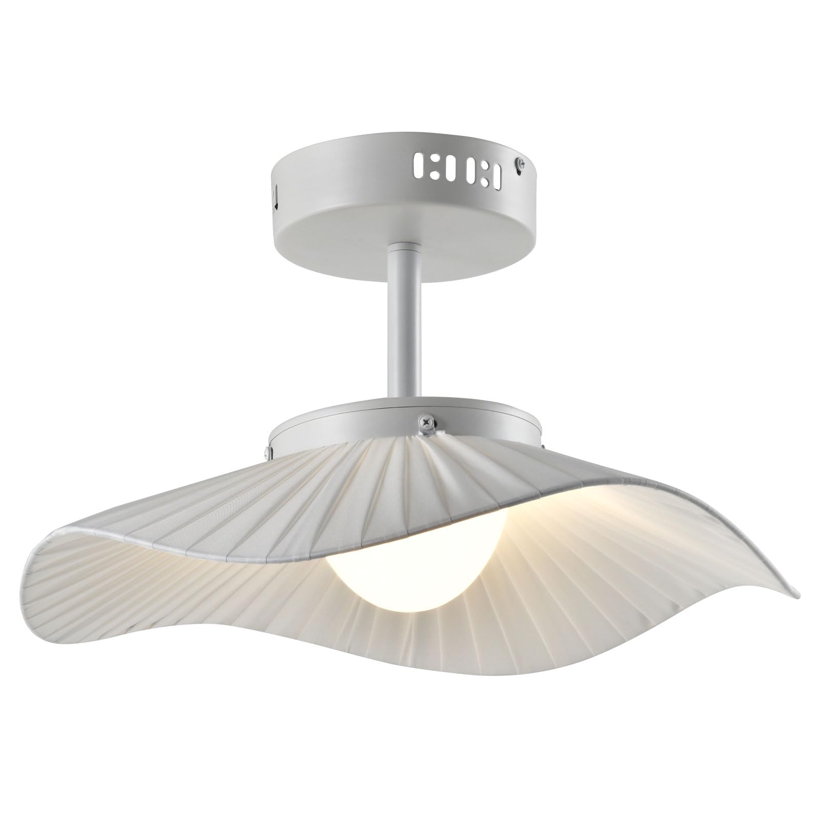 Deckenpendelleuchte mit weißem Lampenschirm und LED-Licht, runder Deckenplatte