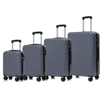 Hartschalen-Koffer-Set mit TSA-Schloss, 4 Rollen, Rautenmuster, 4 Größen