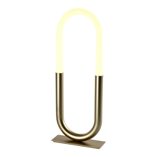 LED-Tischlampe mit U-förmigem Gestell, goldfarben, flacher Standbasis