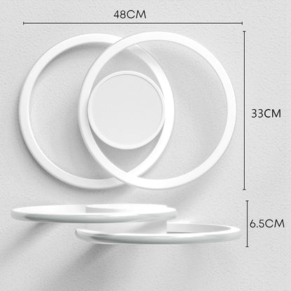 LED-Deckenleuchte im 2-Ringe-Design, Abmessungen 48 cm und 33 cm, weiß