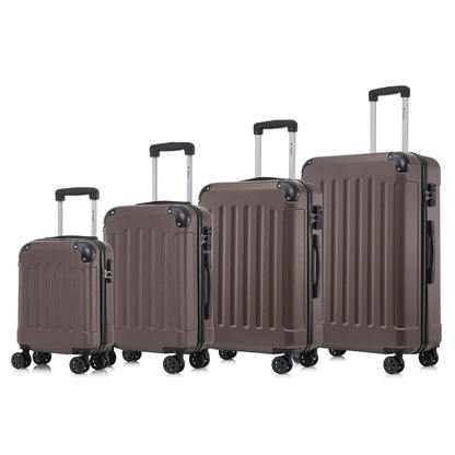 Reisekoffer-Set mit Hartschale, 4 Rollen und ausziehbaren Griffen, dunkelbraun