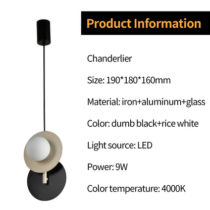 LED-Chandelier-Produktinformation mit Abmessungen, Material und LED-Leistungsangaben