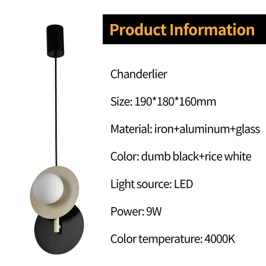 LED-Chandelier-Produktinformation mit Abmessungen, Material und LED-Leistungsangaben