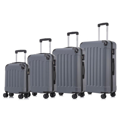 Hartschalen-Reisekoffer-Set (dunkelgrau) mit Teleskopgriff und 4 Rollen, vier Größen