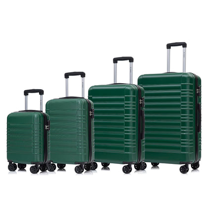 Hartschalenkoffer-Set in Dunkelgrün mit 4 Rollen und ausziehbaren Trolleygriffen, S–XL
