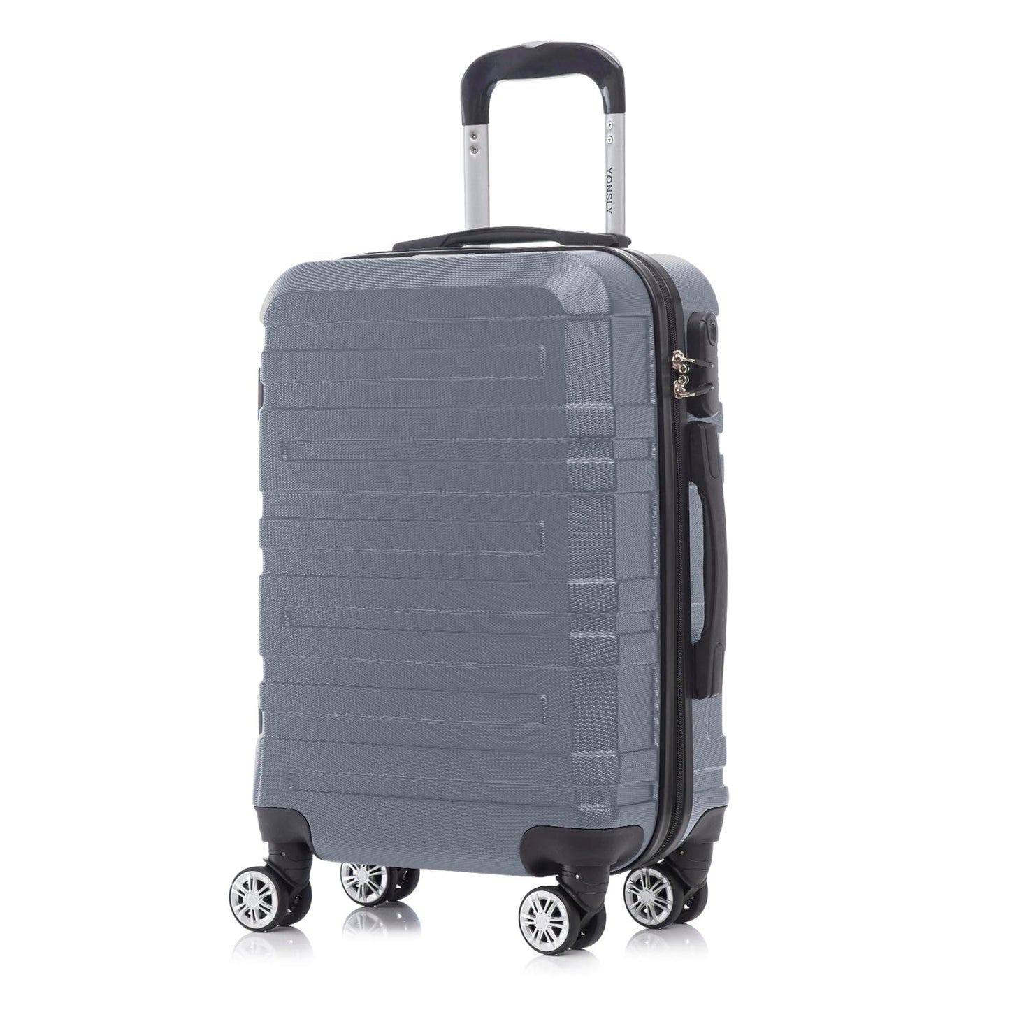 Reisekoffer grau mit ausziehbarem Griff, Hartschale und 4 Rollen 360°