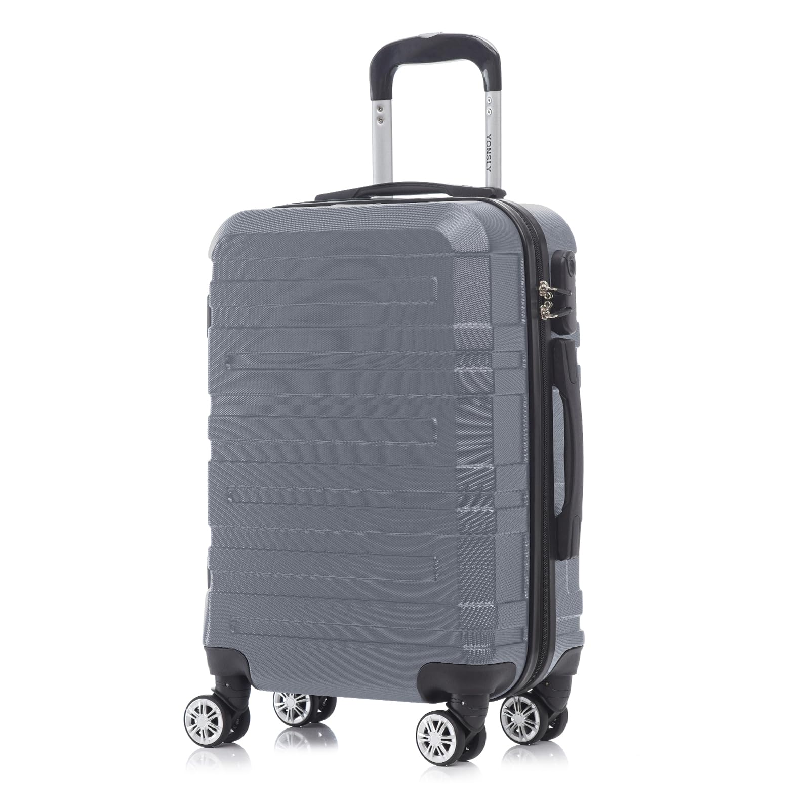 Reisekoffer grau mit ausziehbarem Griff, Hartschale und 4 Rollen 360°