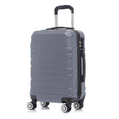 Reisekoffer grau mit ausziehbarem Griff, Hartschale und 4 Rollen 360°