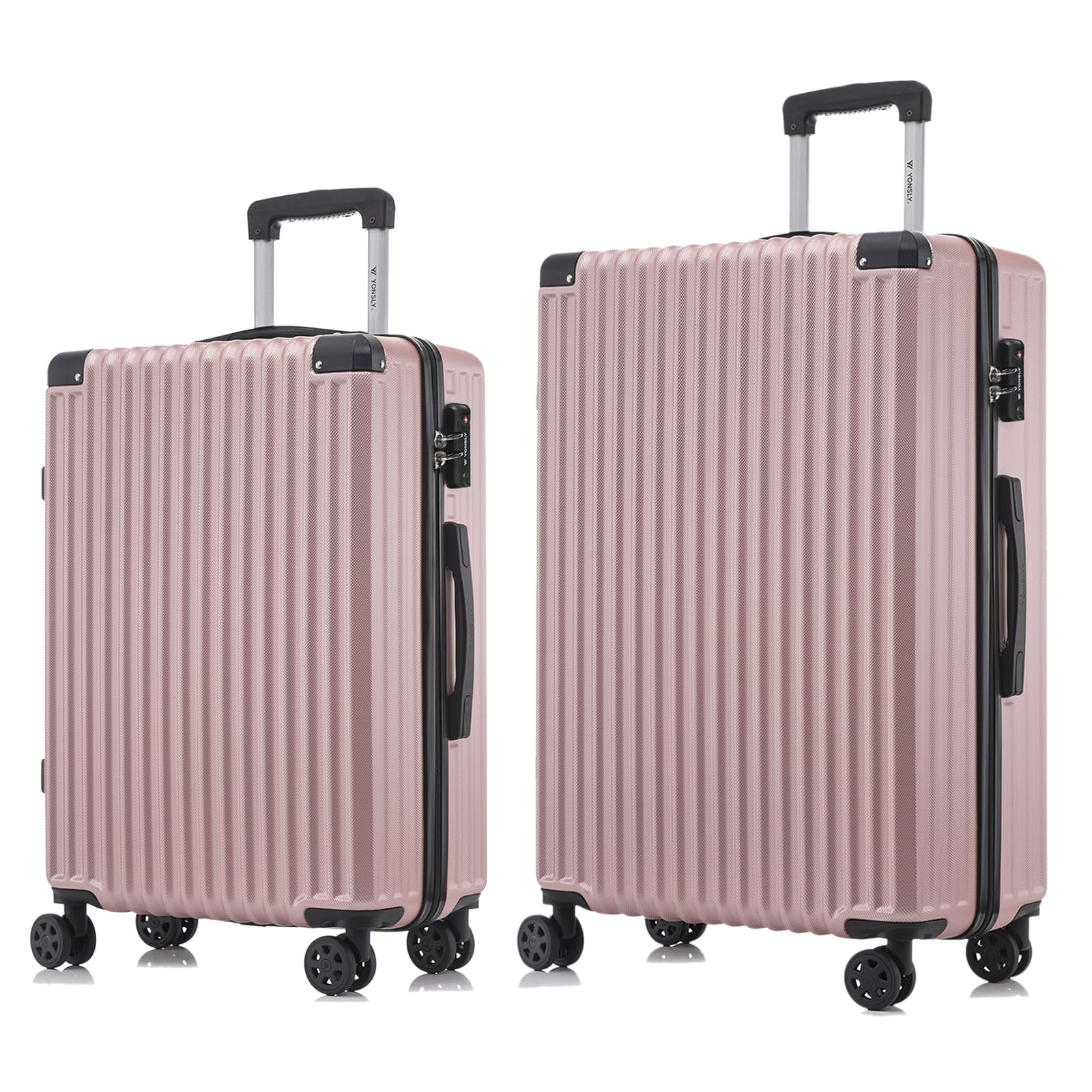 Zweier-Set Hartschalen-Trolleys in Rosé mit TSA-Schloss und 4 Rollen, Teleskopgriff