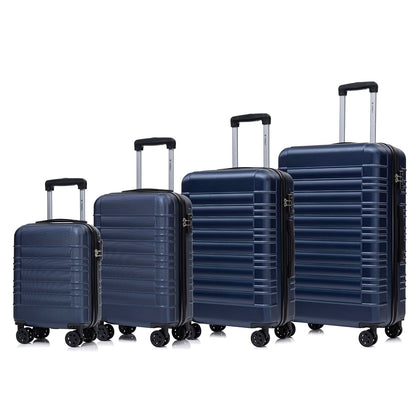 Reisekoffer-Set mit 4 Hartschalen-Trolleys, 4 Rollen, TSA-Schloss, dunkelblau